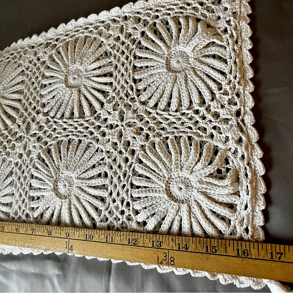 Crochet Throw Pillow Pair — Ivory Lumbar Accent Pillows 9″×14.5″ - Picture 7 of 7
